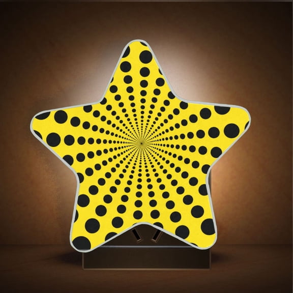 Star Shape LED Night Light with Auto Sensor Plug in Nightlights for Home Decor Abstract Pure Black Dots