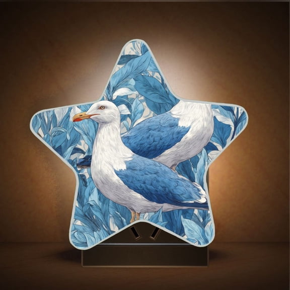 Star Shape LED Night Light with Auto Sensor Plug in Nightlights for Home Decor Blue Seagull