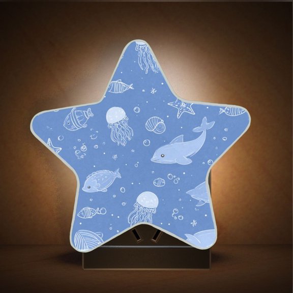 Star Shape LED Night Light with Auto Sensor Plug in Nightlights for Home Decor Cartoon Sea Creatures Pattern