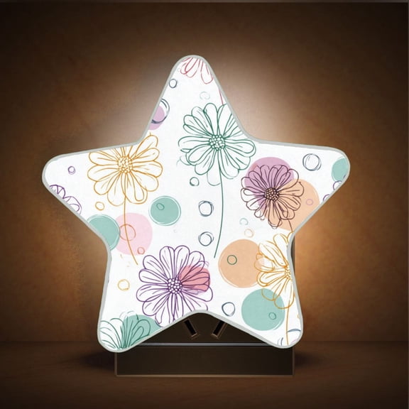 Star Shape LED Night Light with Auto Sensor Plug in Nightlights for Home Decor Colored Outline Flower