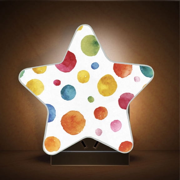 Star Shape LED Night Light with Auto Sensor Plug in Nightlights for Home Decor Colored Watercolor Polka Dots