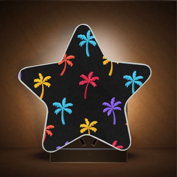 Star Shape LED Night Light with Auto Sensor Plug in Nightlights for Home Decor Colorful Palm Tree Icons