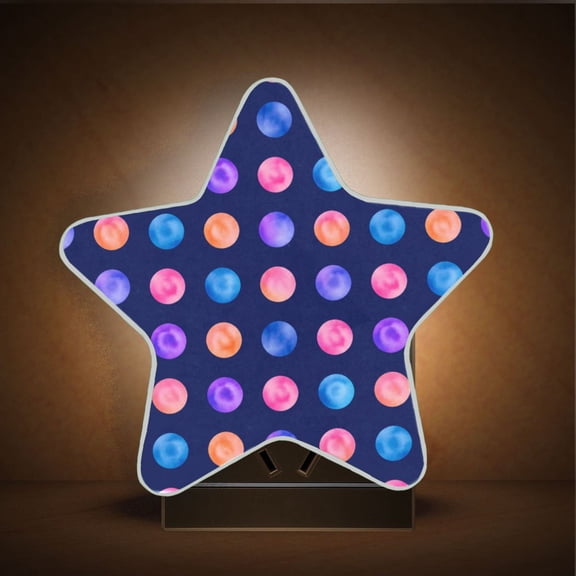 Star Shape LED Night Light with Auto Sensor Plug in Nightlights for Home Decor Colorful Polka Dot Pattern