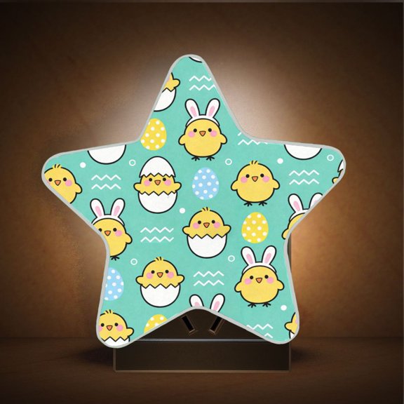 Star Shape LED Night Light with Auto Sensor Plug in Nightlights for Home Decor Cute Cartoon Yellow Chick