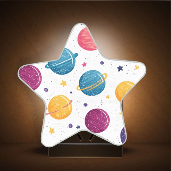 Star Shape LED Night Light with Auto Sensor Plug in Nightlights for Home Decor Cute Doodle Planets