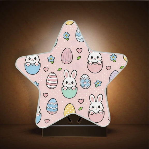 Star Shape LED Night Light with Auto Sensor Plug in Nightlights for Home Decor Cute Hatching Bunny