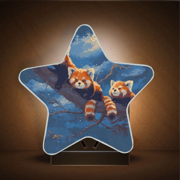Star Shape LED Night Light with Auto Sensor Plug in Nightlights for Home Decor Cute Red Panda