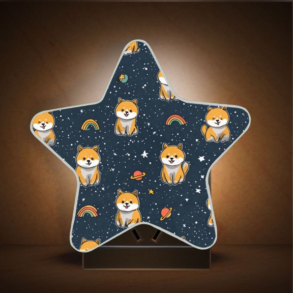 Star Shape LED Night Light with Auto Sensor Plug in Nightlights for Home Decor Cute Shiba Inu