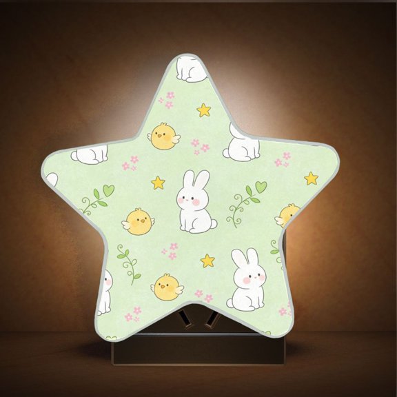 Star Shape LED Night Light with Auto Sensor Plug in Nightlights for Home Decor Cute White Rabbit and Yellow Chick
