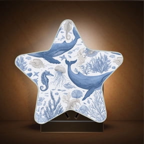 Star Shape LED Night Light with Auto Sensor Plug in Nightlights for Home Decor Detailed Sea Life Illustration