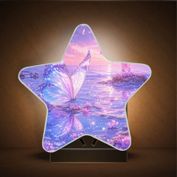 Star Shape LED Night Light with Auto Sensor Plug in Nightlights for Home Decor Dreamlike Seaside Scene