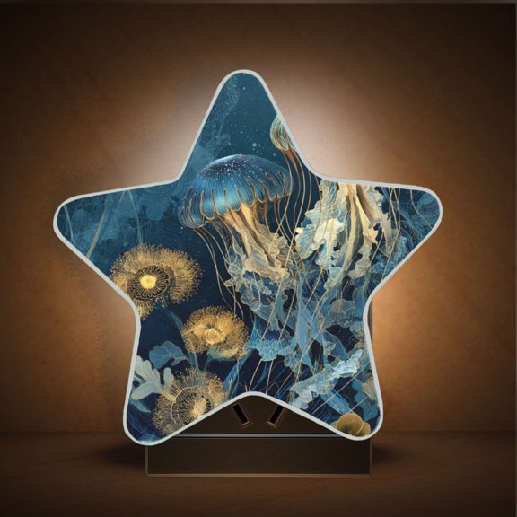 Star Shape LED Night Light with Auto Sensor Plug in Nightlights for Home Decor Enchanted Ocean Scene