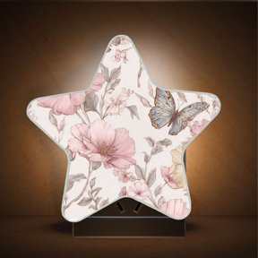 Star Shape LED Night Light with Auto Sensor Plug in Nightlights for Home Decor Flowers and Butterflies Illustration