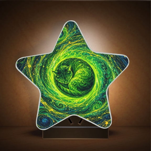Star Shape LED Night Light with Auto Sensor Plug in Nightlights for Home Decor Fluorescent Green Spiral Vortex