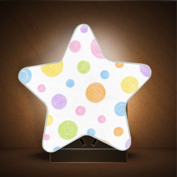Star Shape LED Night Light with Auto Sensor Plug in Nightlights for Home Decor Hand-drawn Colorful Polka Dot Pattern
