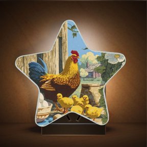 Star Shape LED Night Light with Auto Sensor Plug in Nightlights for Home Decor Hen and Chicks Illustration