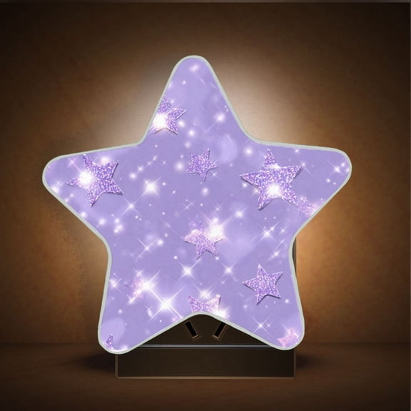 Star Shape LED Night Light with Auto Sensor Plug in Nightlights for Home Decor Lavender Glitter Stars Pattern