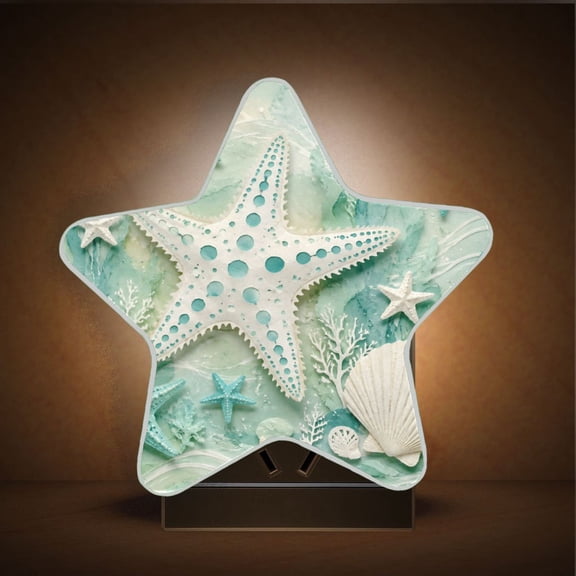 Star Shape LED Night Light with Auto Sensor Plug in Nightlights for Home Decor Mint Green Starfish