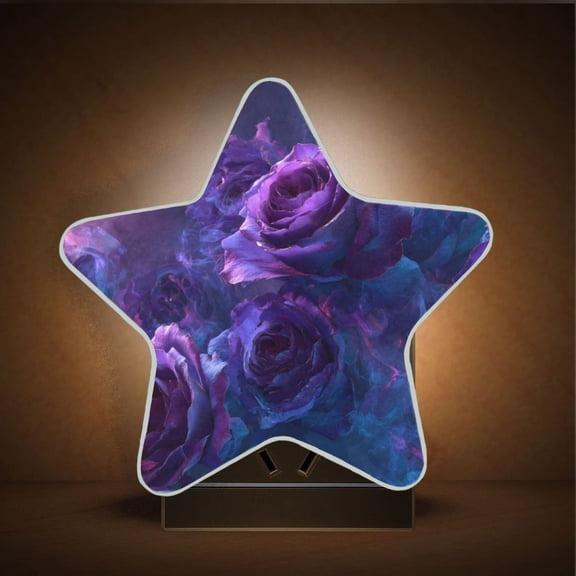 Star Shape LED Night Light with Auto Sensor Plug in Nightlights for Home Decor Psychedelic Purple Rose