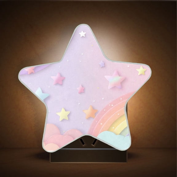 Star Shape LED Night Light with Auto Sensor Plug in Nightlights for Home Decor Rainbow Stars and Cloud Pattern