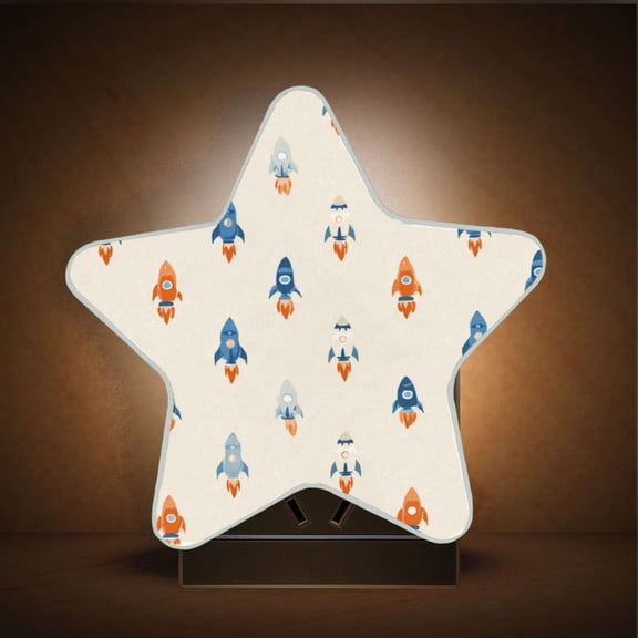 Star Shape LED Night Light with Auto Sensor Plug in Nightlights for Home Decor Simple Rocket Ships Pattern