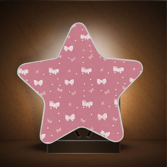 Star Shape LED Night Light with Auto Sensor Plug in Nightlights for Home Decor Small Bows and Dots Pattern