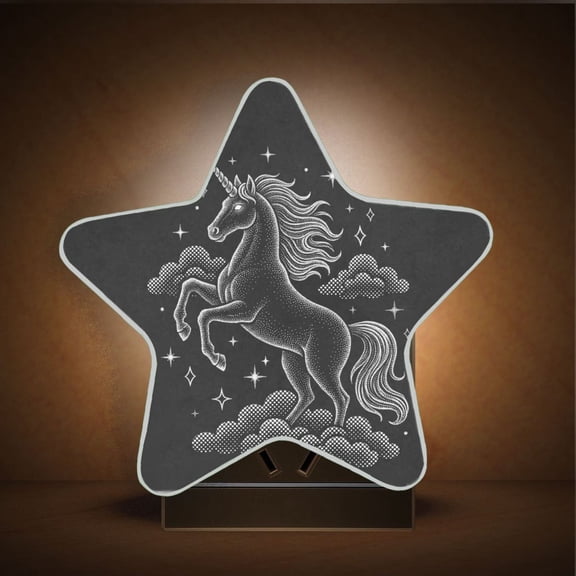 Star Shape LED Night Light with Auto Sensor Plug in Nightlights for Home Decor Unicorn Made Of White Dots