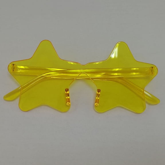 Star Shape Rimless Sunglasses Transparent Candy Color Sunglasses Party Favor star glasses for Adult Kids Women(Yellow)