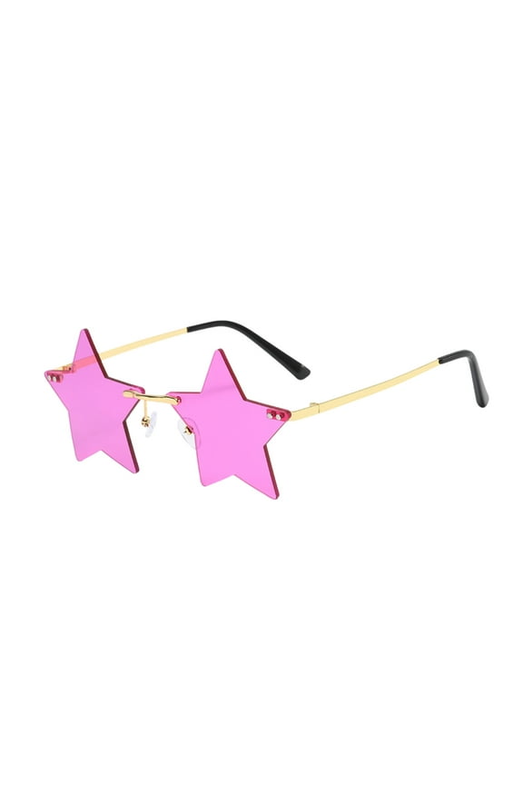Star Shape Rimless Sunglasses Unique Metal Frame Shades Summer Fashion Statement Accessory for Parties, Festivals & Street Style