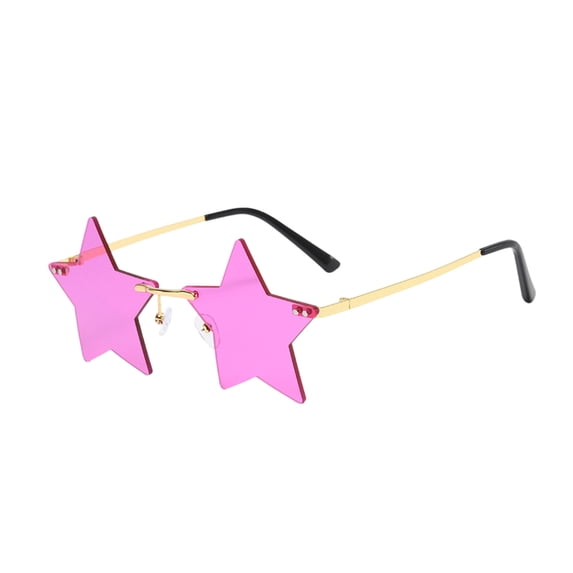 Star Shape Rimless Sunglasses Unique Metal Frame Shades Summer Fashion Statement Accessory for Parties, Festivals & Street Style