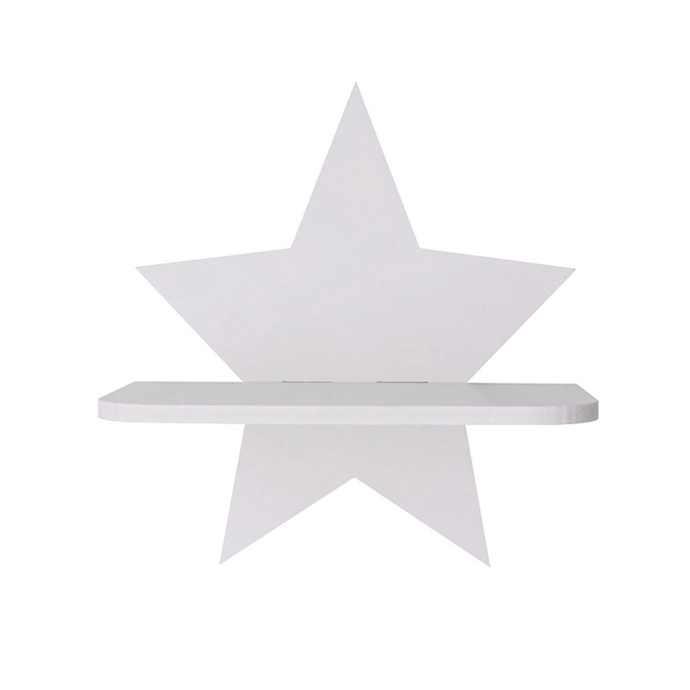 Star Shape Wooden Wall Shelf Wood Pentagram Hanging Clapboard Storage ...