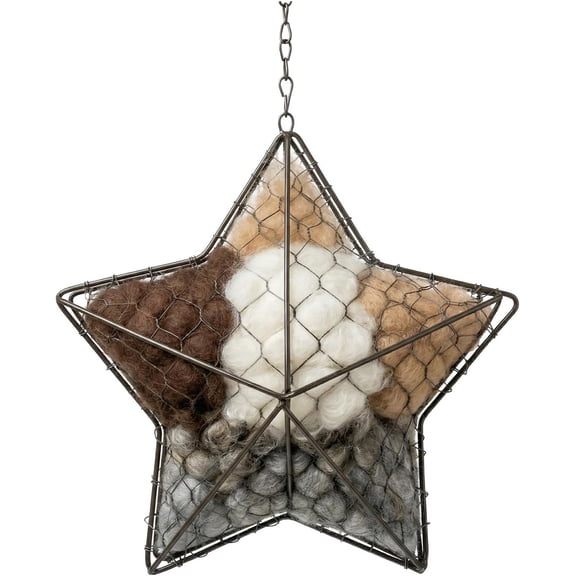 Star-Shaped Alpaca Fiber Bird Nesting Holder - Refillable Hummingbird & Wild Bird Nest Material Station, Rust-Proof Garden Art & Winter Shelter for Backyard Birds