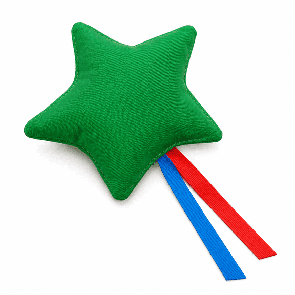 Star-Shaped Canvas Bean Bag Toss Prop With Rope Tails, Quartz Sand Filled Target Toss Game for Outdoor Games, Green
