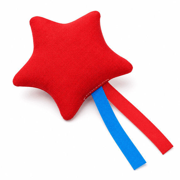 Star-Shaped Canvas Bean Bag Toss Prop With Rope Tails, Quartz Sand Filled Target Toss Game for Outdoor Games, Red