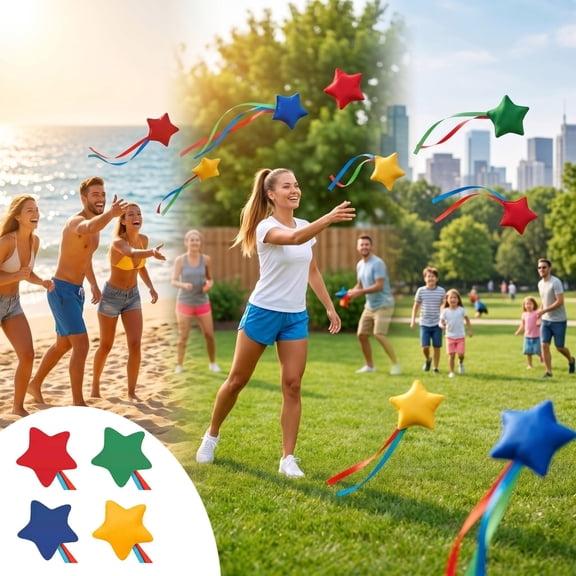 Star Shaped Cloth Throwing Bean Bag with Rope, Thickened Fabric Game Prop, Lightweight Leisure Sack, Interactive Outdoor Indoor Plaything for Party Gathering and Casual Games