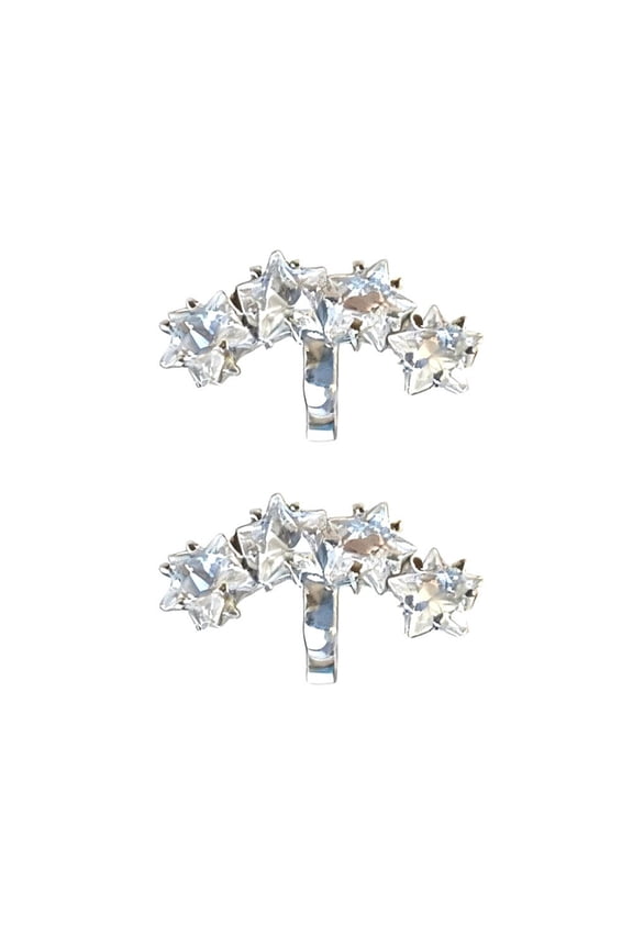 Star-Shaped Ear Cuff Clip Decoration Blue C-Shaped Ear Clip Accessory with Sparkling Stone Accents (No Earphones Included)