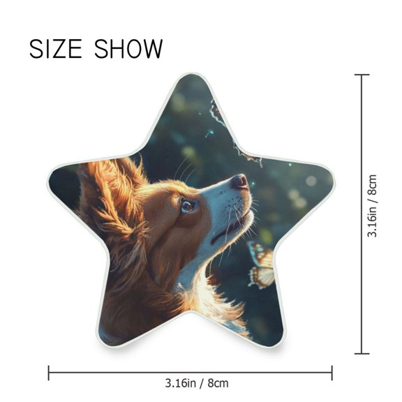 Star Shaped Energy Saving Night Light Living Room Night Light, Bedroom Night Light, Corridor Night Light, Study Night Light Beautiful Dog and Butterflies