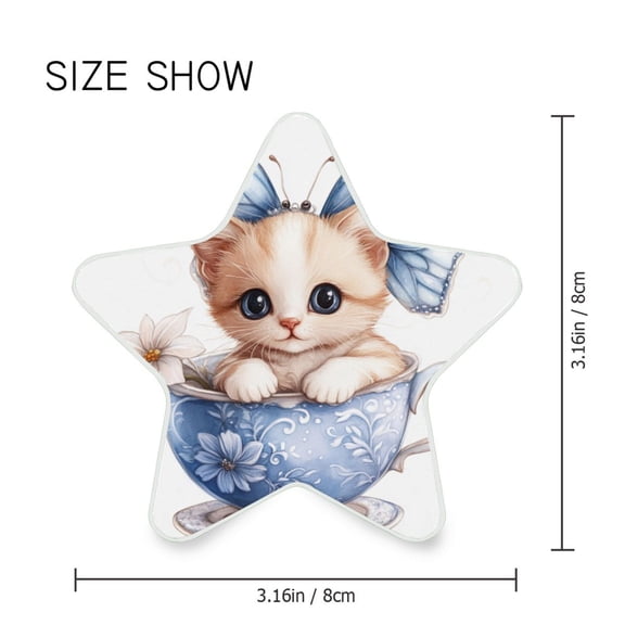 Star Shaped Energy Saving Night Light Living Room Night Light, Bedroom Night Light, Corridor Night Light, Study Night Light Teacup Cute Cat