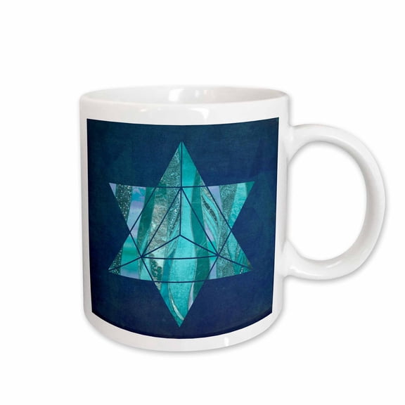 3drose, Star Shaped Geometric Element Filled with Glittering Blue Texture, 11oz Mug