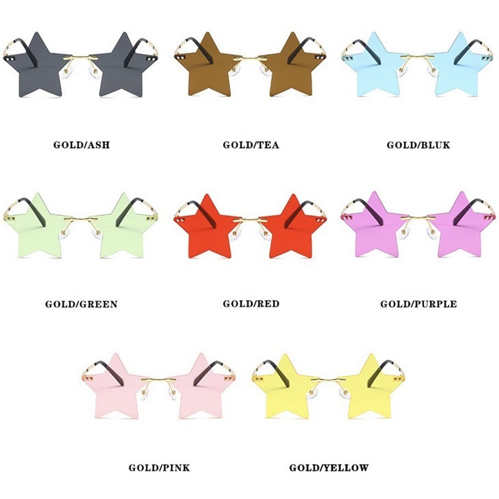 Star Shaped Glasses Personality Star Glasses Party Rimless Sunglasses Grey Walmart