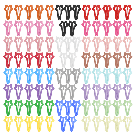Star-Shaped Hair Clips, ECADY (100-Pack 20-Colors) Metal Snap Barrettes for Girls, Women, Kids, for Holding & Decorating Hairstyles