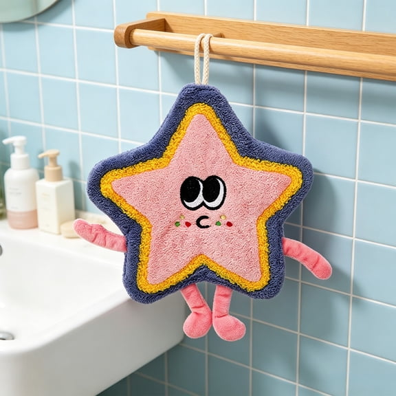 Star Shaped Hanging Kitchen Towel with Loop Cute Absorbent Quick Dry Hand Towel for Bathroom Living Room Decor