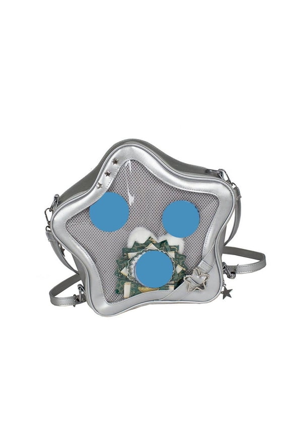 Star Shaped Ita Bag Pins Display Crossbody Bags PU1eatherBackpack Cute Aesthetic Shoulder Bag Handbag for Womens