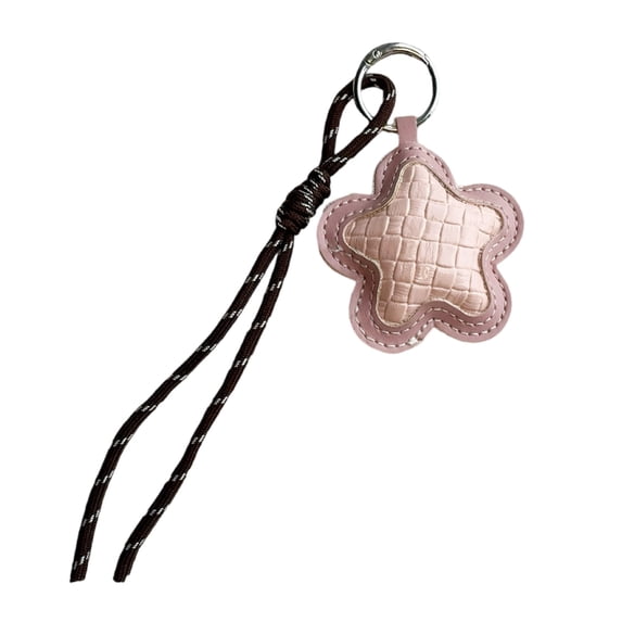 Star Shaped Keychain PU Leather Stylish Bag Decoration Creative Pendant Charm for Keys or Backpacks