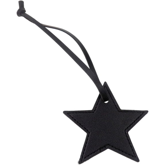 Star Shaped Leather Luggage Charm Five-Pointed Keychain Pendant Bag Accessory for Women Girls Black