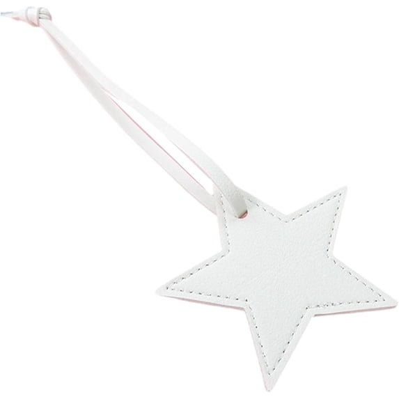 Star Shaped Leather Luggage Charm Five-Pointed Keychain Pendant Bag Accessory for Women Girls White
