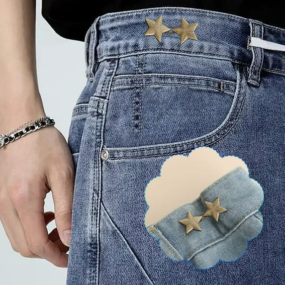 Star-Shaped Pants Waist Tightener Clip Adjustable Cinch Beltless Alteration Gear Slimming Clothes Accessory (Type D)