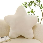 Star Shaped Plush Pillow, Super Soft Fluffy Fleece Cushion, 20in Cream Color Decorative Throw Pillow For Bedroom Sofa, Cute Gift For Girls Teens Christmas Birthday Home Decor White