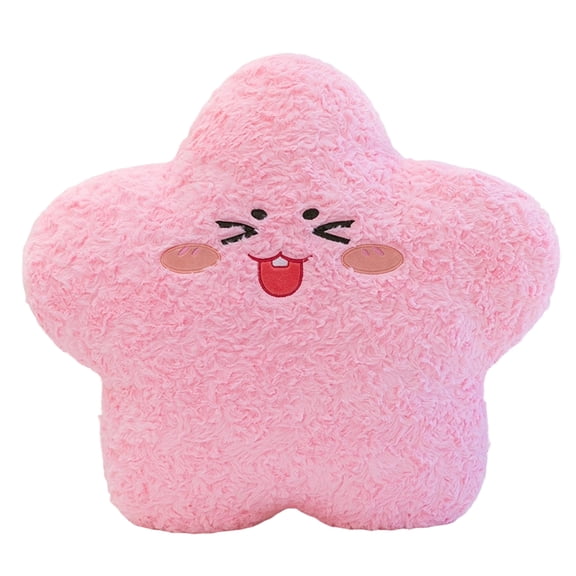 Star-Shaped Plush Throw Pillow With Cute Facial Expression, Multi-Functional Bedside Sofa Stuffed Animal Cushion For Girls, Soft Huggable Decorative Toy For Bedroom Living Room