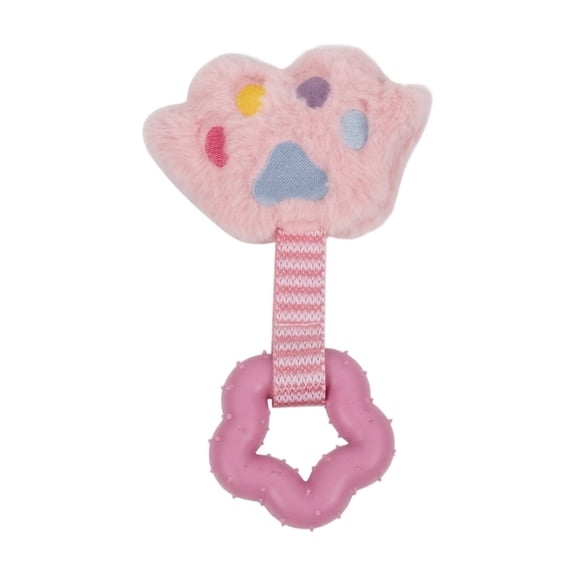 Star Shaped Ribbon Cat Scratcher with Squeaker, Durable Rubber and Plush Puppy Chew Toy, Interactive Sound Toy for Cats and Small Dogs Pink